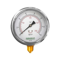 MANÔMETRO 62 RETO CX INOX 14KG/200LBS R1/4 BSP - FAMABRAS