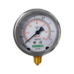 MANÔMETRO 62 RETO CX INOX 4KG/60LBS R1/4' BSP - FAMABRAS