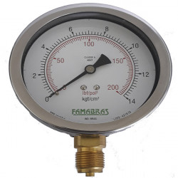 MANÔMETRO 100 RETO CAIXA INOX 14KG/200LBS R1/2 BSP P/ VAPOR - FAMABRAS 