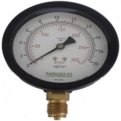 MANÔMETRO 100 RETO CAIXA AÇO CARBONO 20KG/300LBS R1/2 BSP PARA VAPOR - FAMABRAS