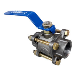 VÁLVULA ESFERA TRIPARTIDA 1000 PSI WCB PP TR 1.1/2" BSP - MIPEL