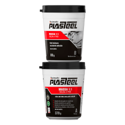 SOLDA A FRIO PLASTEEL MASSA 1:1 450GR PM1 - QUIMATIC TAPMATIC