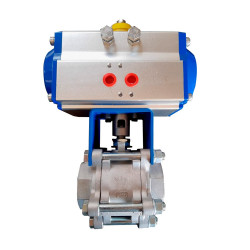 VÁLVULA ESFERA TRIPARTIDA ATUADA S1000 1' BSP PP CF8 SI TP PNEUMÁTICO RM